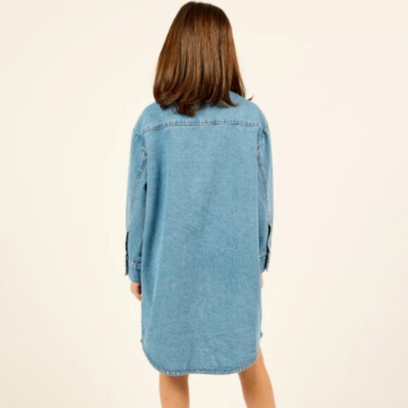 Parni Girls Long Sleeve Denim Shirtdress - Picture 2 of 9